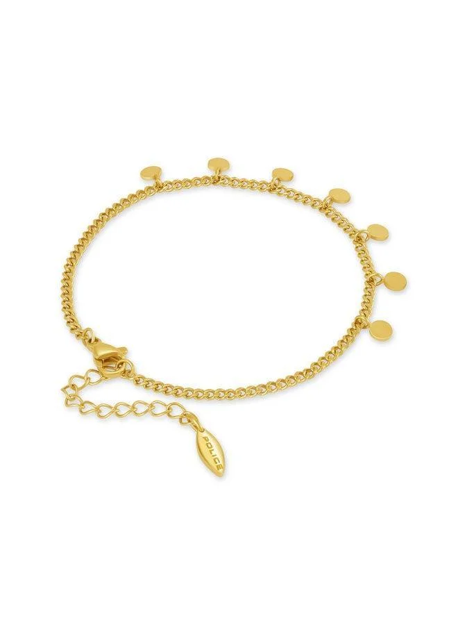 بوليس Lunara Yellow Gold Plated Stainless Steel Charm Bracelet for Women