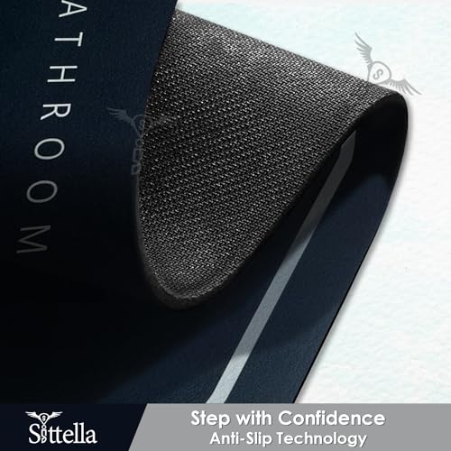 SITTELLA® 2 Pieces (3.5mm) Anti-Skid Water Soaking Oval Bathroom Print Rubber Mat, Water Absorbent Mat (40X60Cm) Black - Image 5