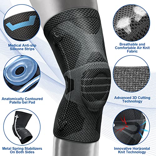 NEENCA Professional Knee Brace for Pain Relief, Medical Knee Compression Sleeve, Knee Support with Horizontal Knit Tech for Meniscus Tear, ACL, Arthritis, Joint Pain, Runner, Workout- FSA/HSA APPROVED - Image 2
