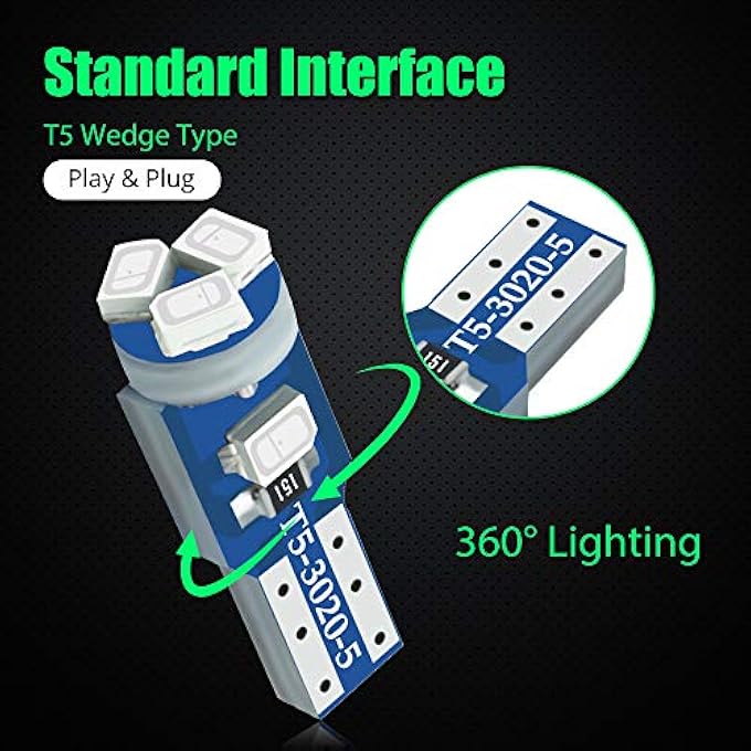 YEERON Yeoro 30Pcs Red T5 17 18 27 37 58 70 73 74 79 85 86 2721 Led Bulbs 5X3030 Chips Led Lamp For MapDashboardInstrument PanelDomeGauge LightsGreen Red - Image 5