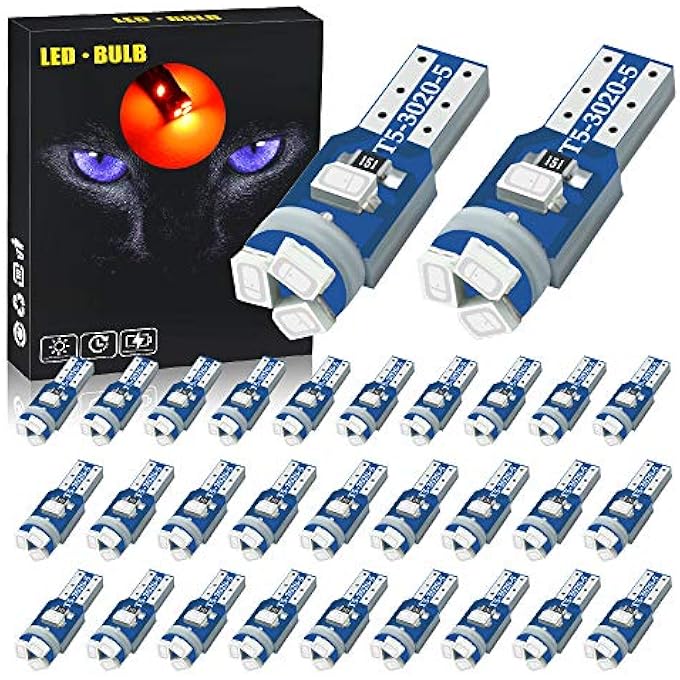 YEERON Yeoro 30Pcs Red T5 17 18 27 37 58 70 73 74 79 85 86 2721 Led Bulbs 5X3030 Chips Led Lamp For MapDashboardInstrument PanelDomeGauge LightsGreen Red - Image 2