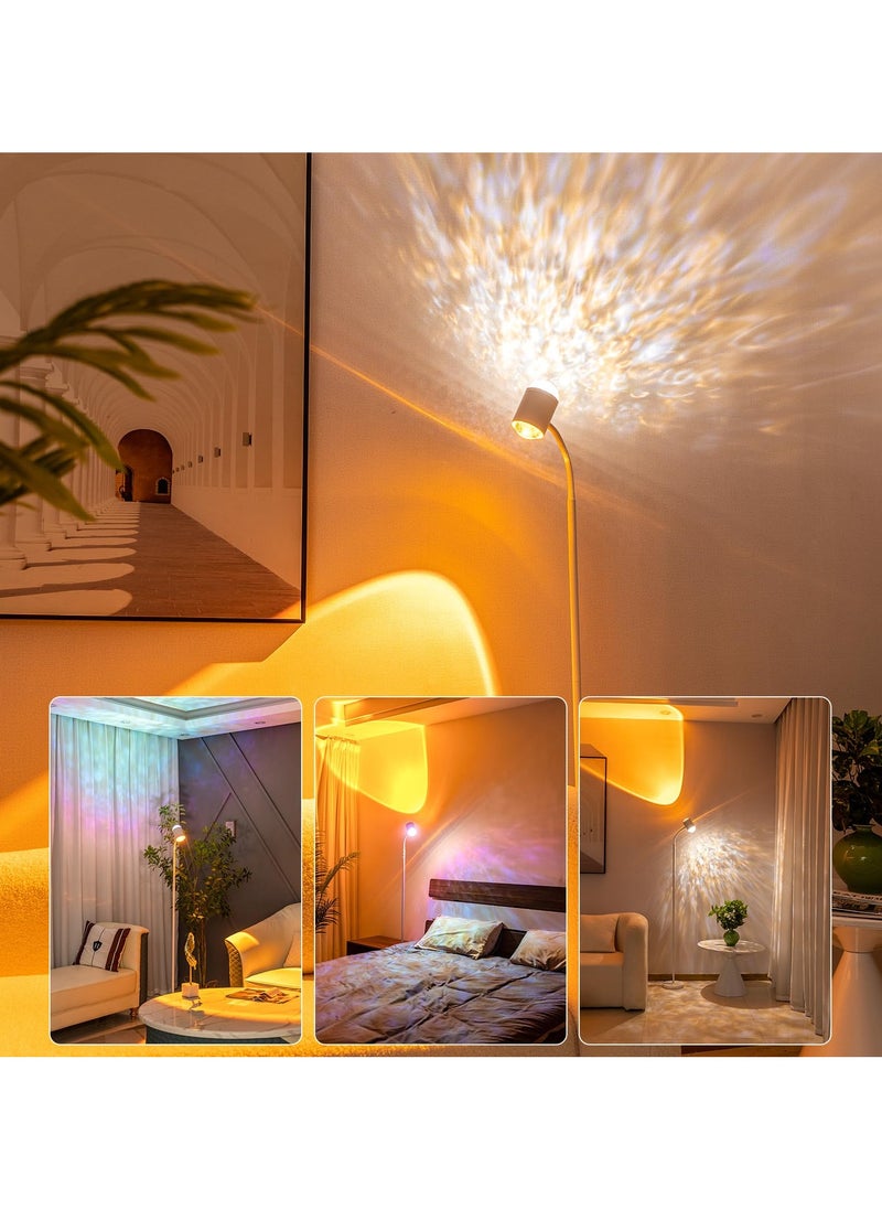 XiuWoo - Modern Floor Lamp, Color Changing Sunset Lamp Projector with Ocean Wave Effect, LED Floor Lamp Double Side Lighting Corner Lamp for Living Room - Image 1