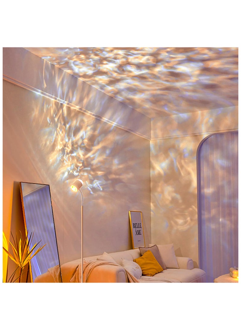 XiuWoo - Modern Floor Lamp, Color Changing Sunset Lamp Projector with Ocean Wave Effect, LED Floor Lamp Double Side Lighting Corner Lamp for Living Room - Image 1