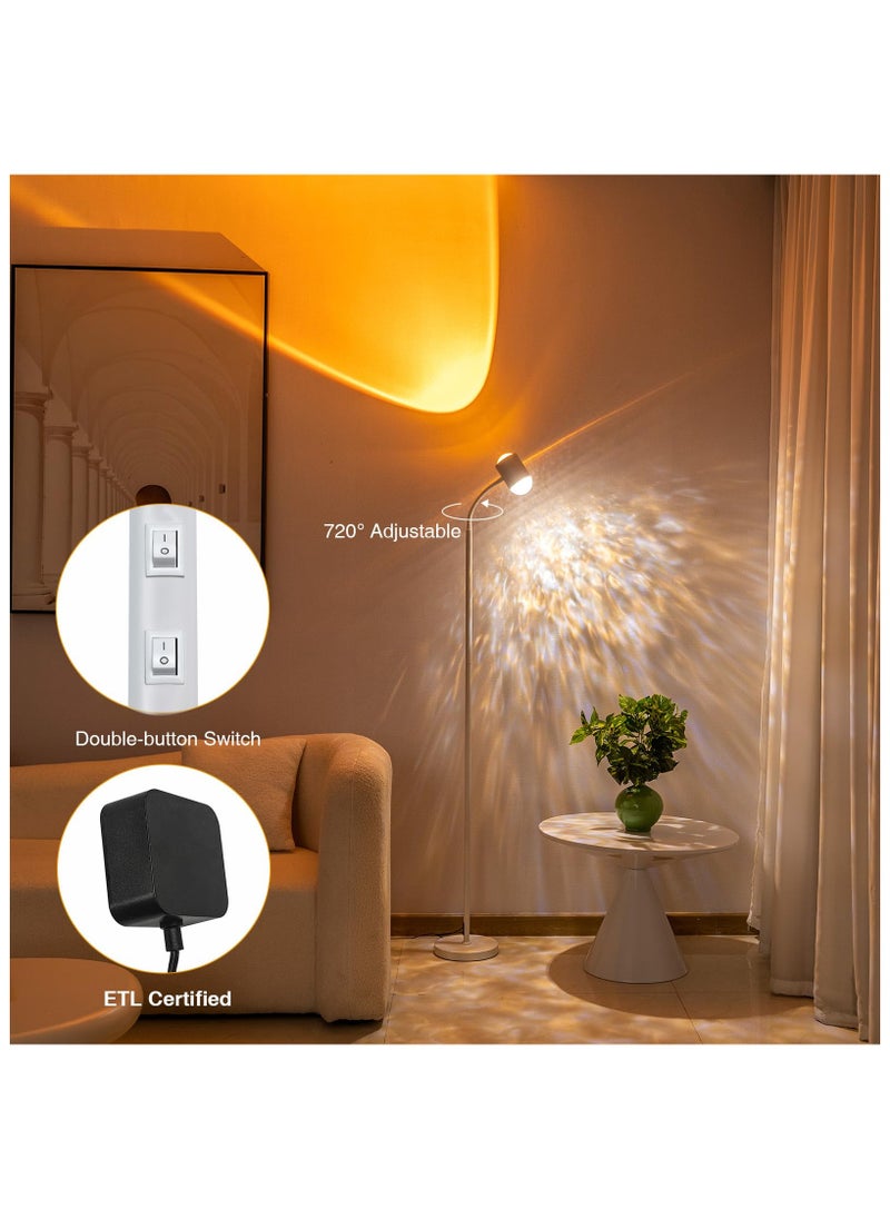 XiuWoo - Modern Floor Lamp, Color Changing Sunset Lamp Projector with Ocean Wave Effect, LED Floor Lamp Double Side Lighting Corner Lamp for Living Room - Image 1
