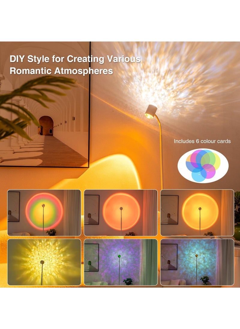 XiuWoo - Modern Floor Lamp, Color Changing Sunset Lamp Projector with Ocean Wave Effect, LED Floor Lamp Double Side Lighting Corner Lamp for Living Room - Image 1