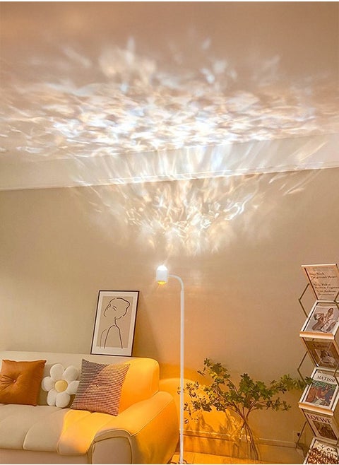 Modern Floor Lamp, Color Changing Sunset Lamp Projector with Ocean Wave Effect, LED Floor Lamp Double Side Lighting Corner Lamp for Living Room