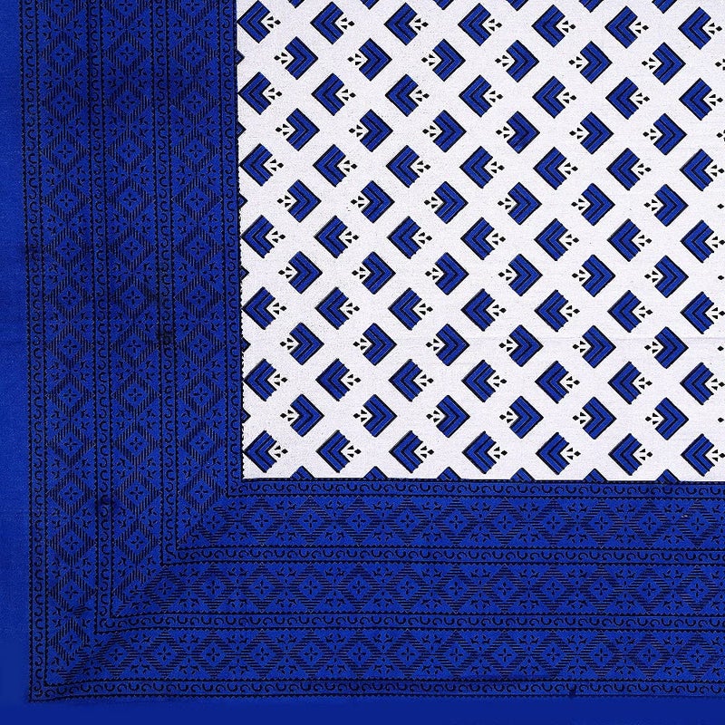 Meejoya 100 Cotton Rajasthani Jaipuri Traditional King Size Double Bed Bedsheet with 2 Pillow Covers Blue Jaipuri Bedsheet04 - Image 2
