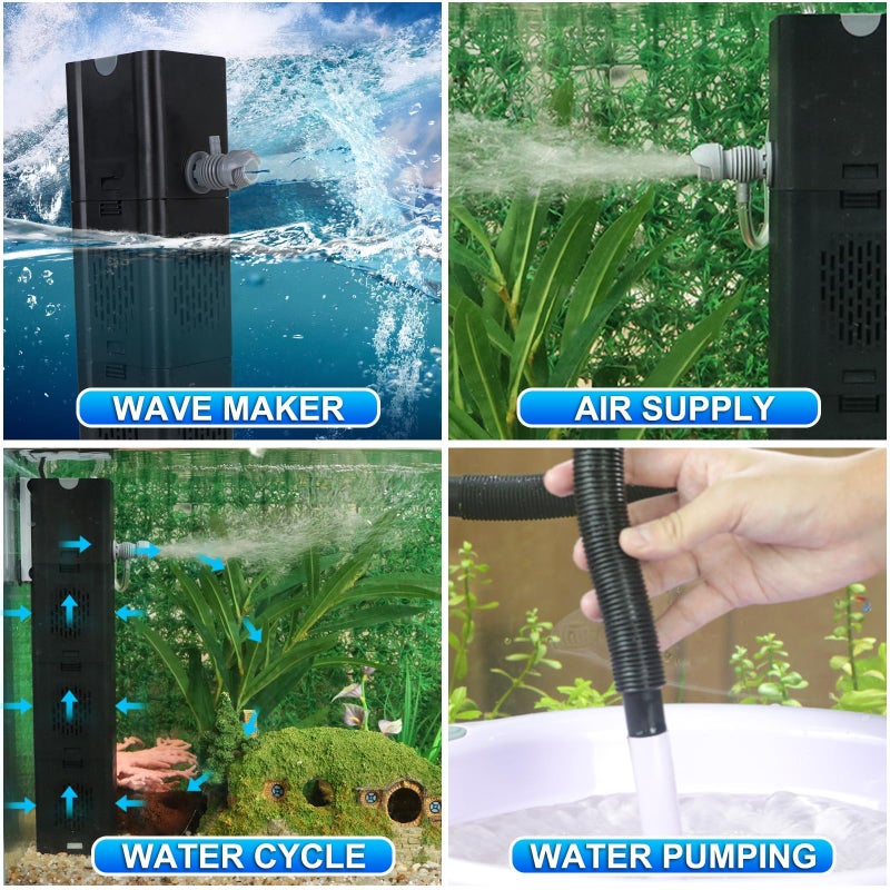 COOSPIDER Aquarium Filter 400GPH for Large 40-150 Gallon Fish Tank & Cold Plunge Hot Tub, Small Koi Pond Filter, Clear Wavemaker Oxygen Supply for Saltwater Freshwater (Black) - Image 5