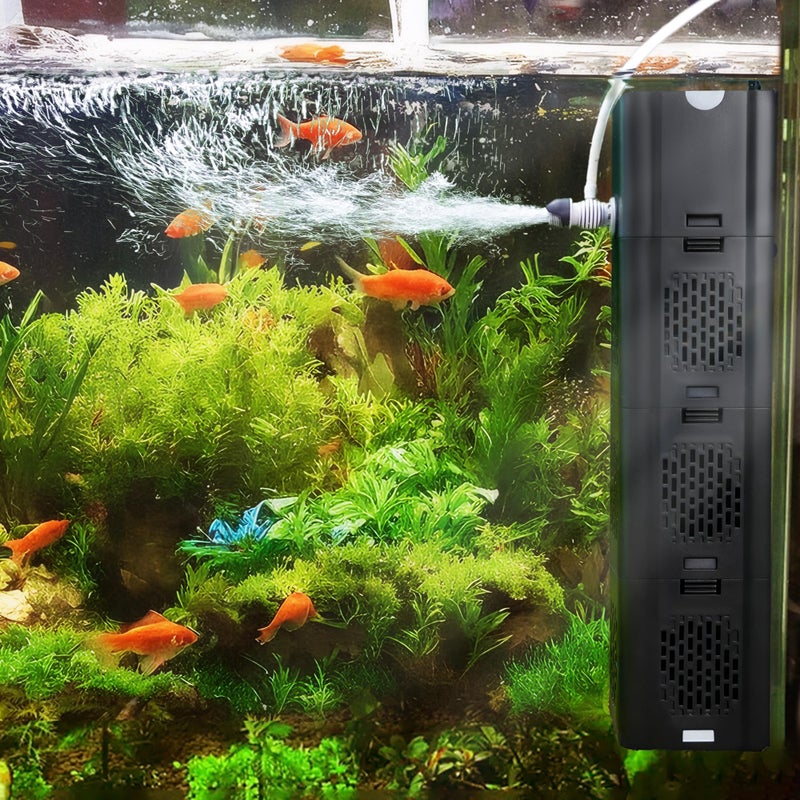COOSPIDER Aquarium Filter 400GPH for Large 40-150 Gallon Fish Tank & Cold Plunge Hot Tub, Small Koi Pond Filter, Clear Wavemaker Oxygen Supply for Saltwater Freshwater (Black) - Image 1