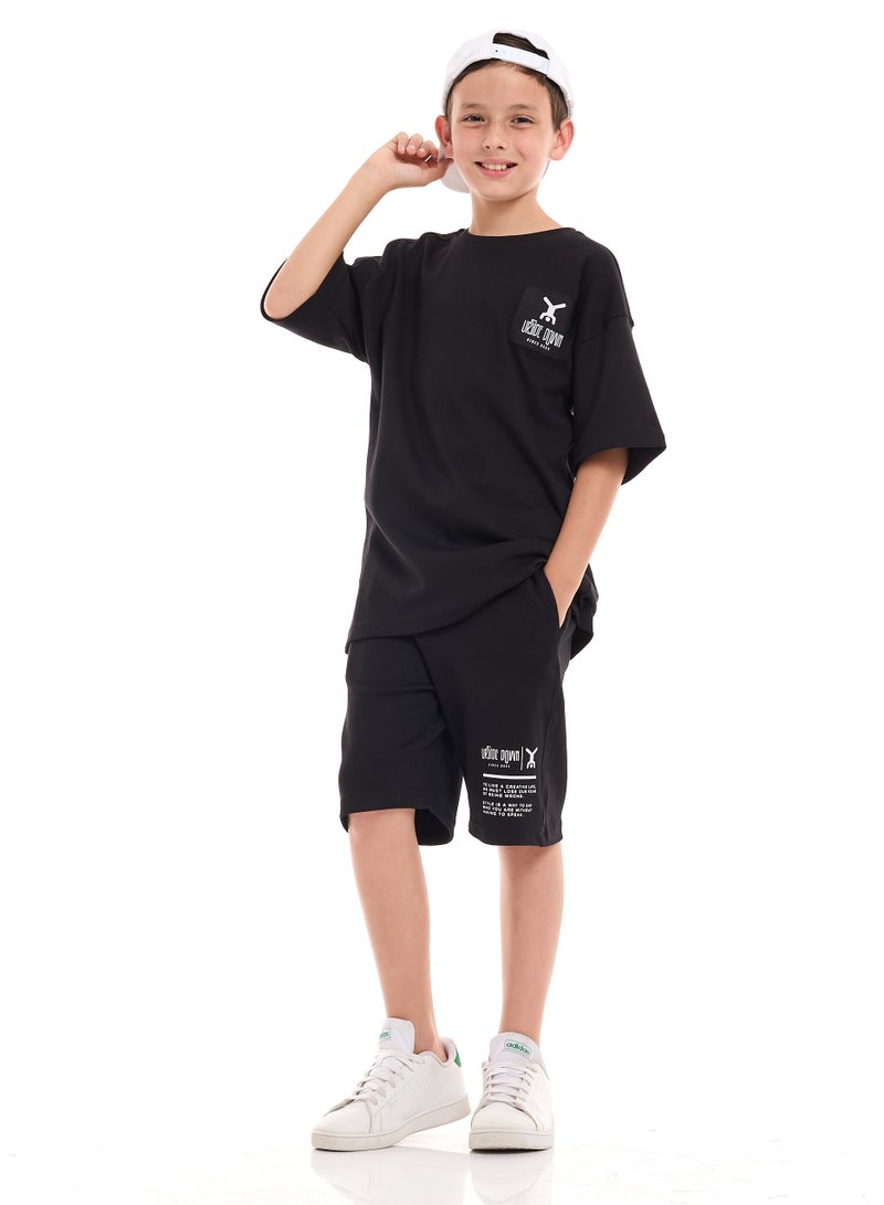 victor and jane Boys 2 Pc Co-Ord Set with Graphic Print - Image 1