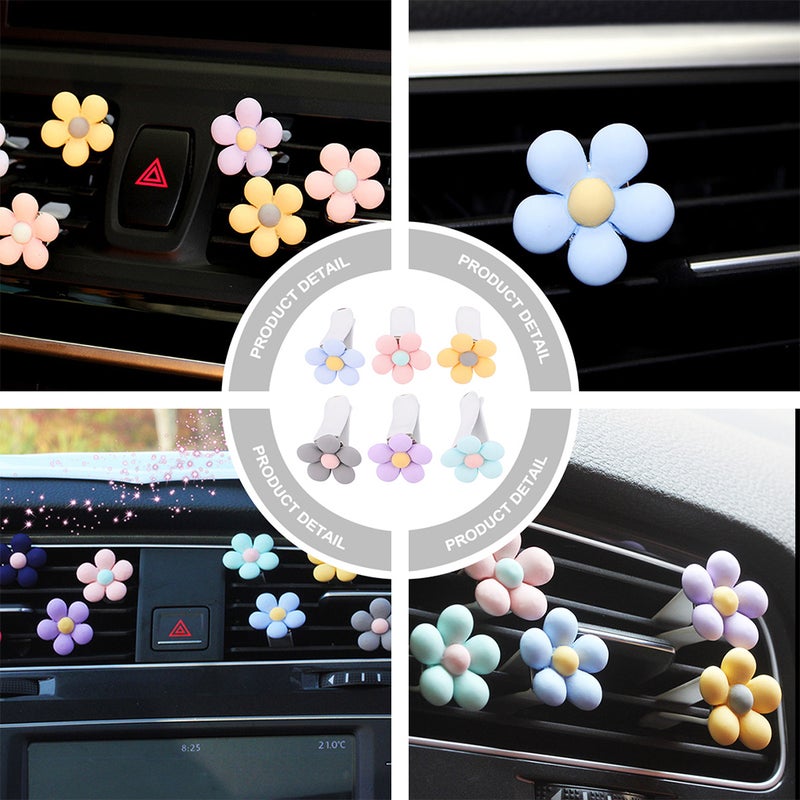 6 Pcs Car Air Outlet Clips Flower Shape Car Vent Clamps Delicate Auto Vent Clips - Image 1