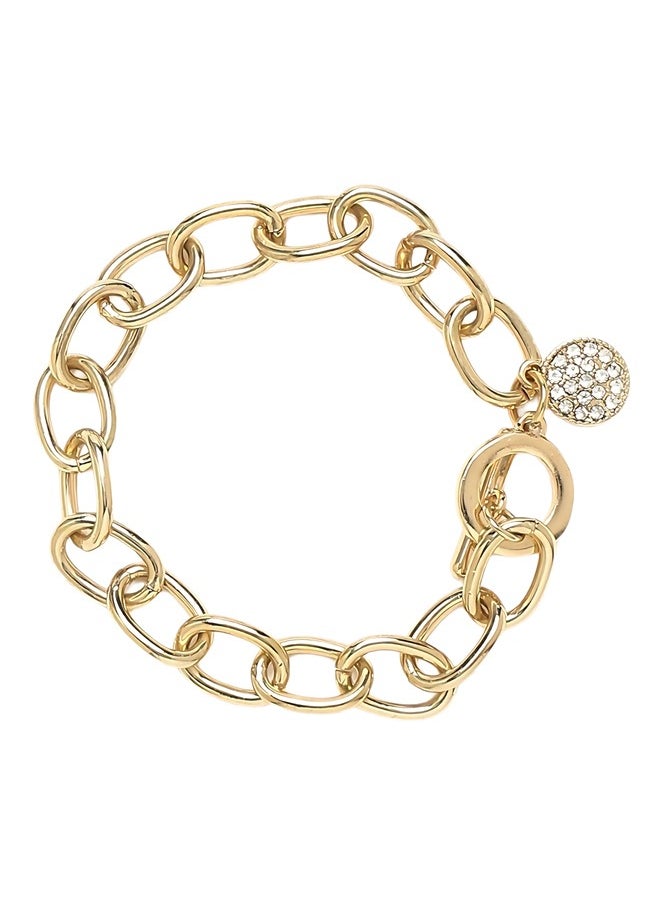 Just Peachy Just Peachy Women Gold-Toned Link Bracelet with White Cubic Zirconia, Elegant Gold-Plated Design, Adjustable Fit, Hypoallergenic, Sparkling CZ Accents, Perfect for Everyday Wear  - Image 1
