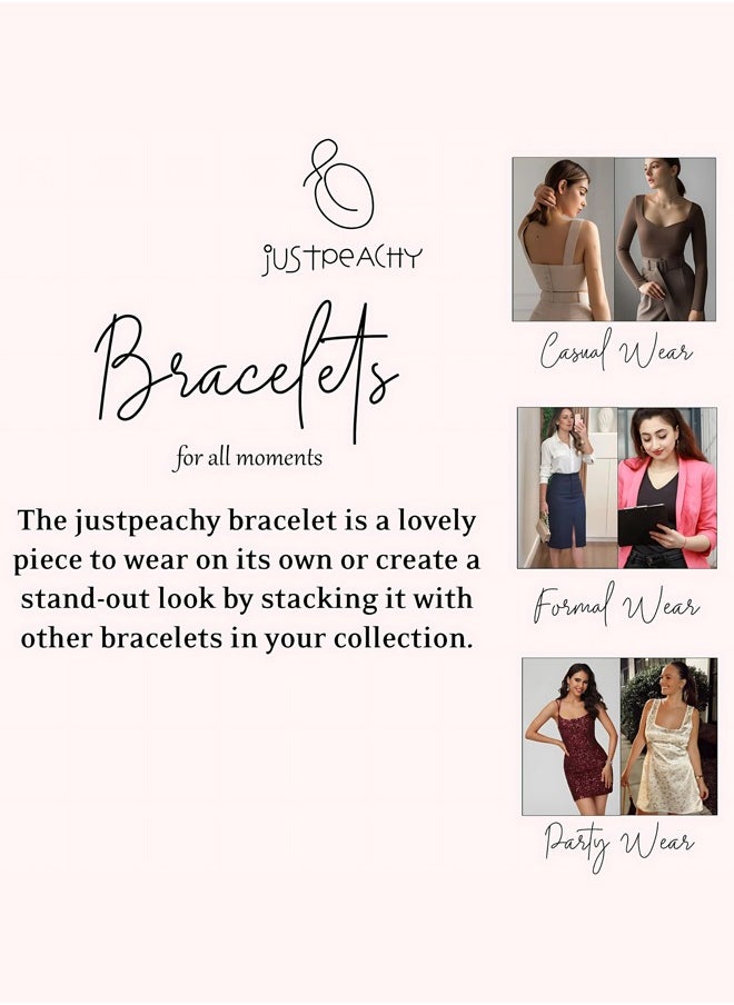 Just Peachy Just Peachy Women Gold-Toned Link Bracelet with White Cubic Zirconia, Elegant Gold-Plated Design, Adjustable Fit, Hypoallergenic, Sparkling CZ Accents, Perfect for Everyday Wear  - Image 5