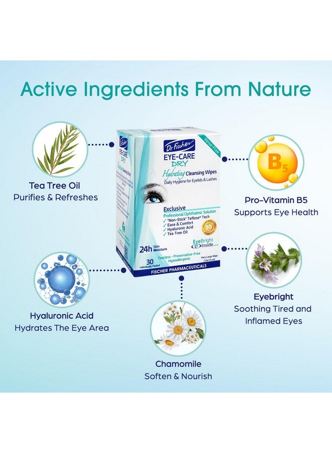 Dr. Fischer Tea Tree Eyelid Wipes for Dry Eyes - Gentle Eye Wipes for Everyday Eye Conditions and Hypoallergenic Makeup Remover (60 Wipes) - Image 4