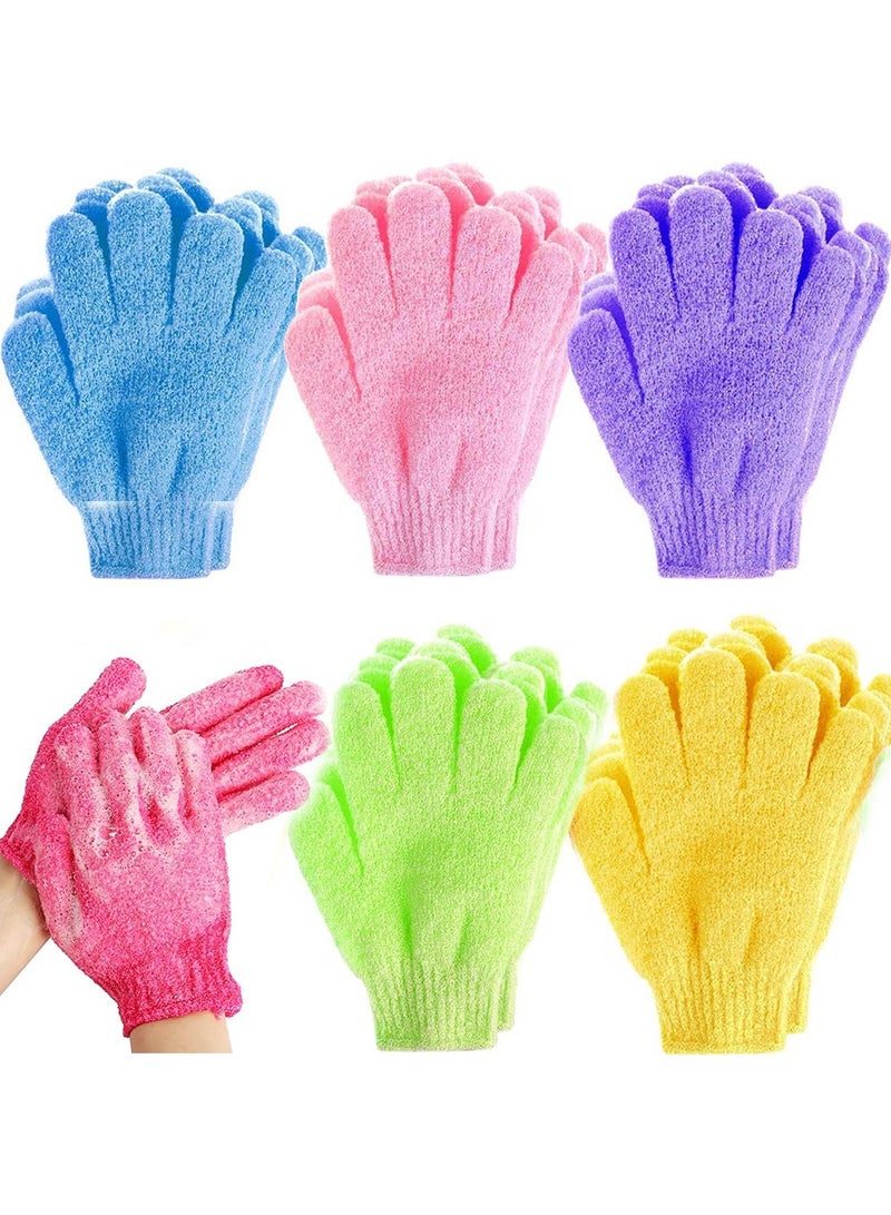 6 Pairs Exfoliating Gloves - Premium Scrub Wash Mitt for Shower,Spa,Massage and Body Scrubs - Spa Exfoliation Accessories For Men and Women  - Image 1