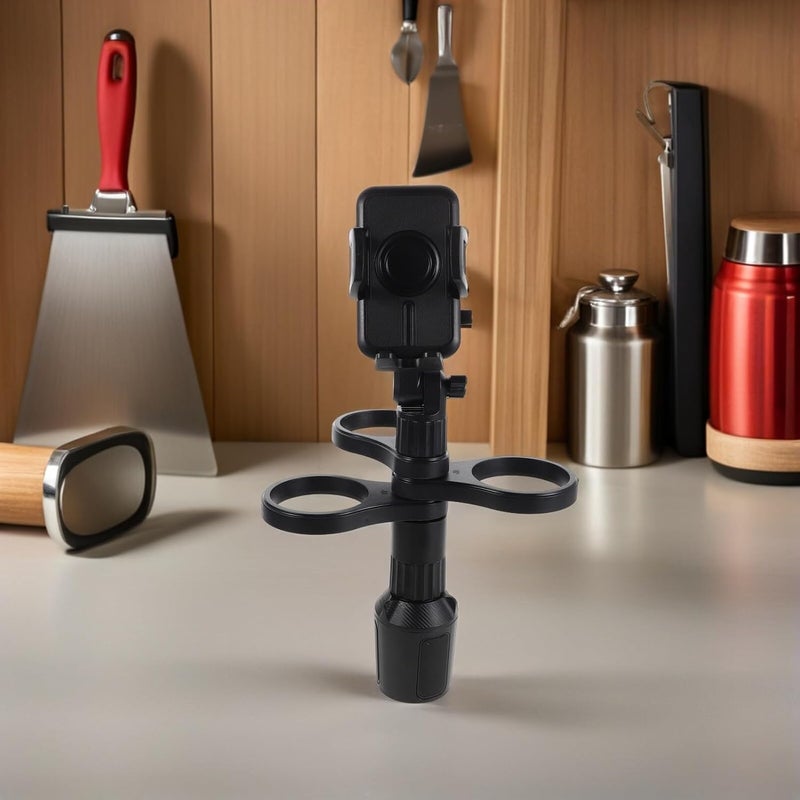 Universal Adjustable Car Cup Holder Expander with Drink Organizer and Phone Stand Compatible for Vehicles and Trucks, Multifunctional Center Console Water Bottle Bracket for Travel - Image 5