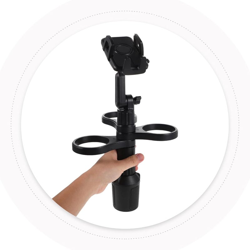 Universal Adjustable Car Cup Holder Expander with Drink Organizer and Phone Stand Compatible for Vehicles and Trucks, Multifunctional Center Console Water Bottle Bracket for Travel - Image 4