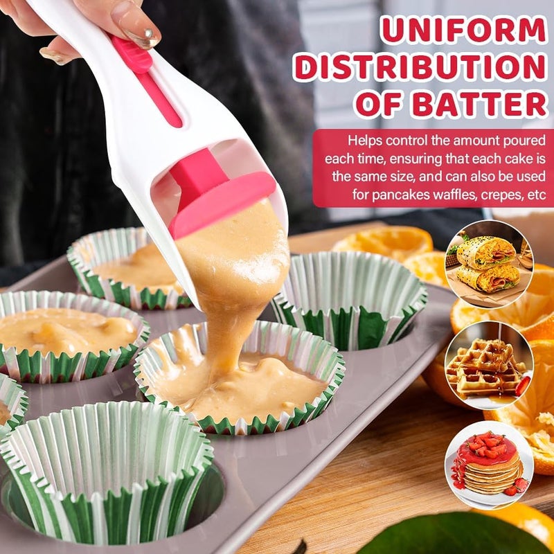 Restynic 2pcs Cupcake Batter Dispenser Scoop, Dishwasher-Safe Baking Tool for Precise Portioning of Muffins, Cupcakes, Cookie Dough & Pancakes - Mess-Free Kitchen Gadget(COLOR:white) - Image 5