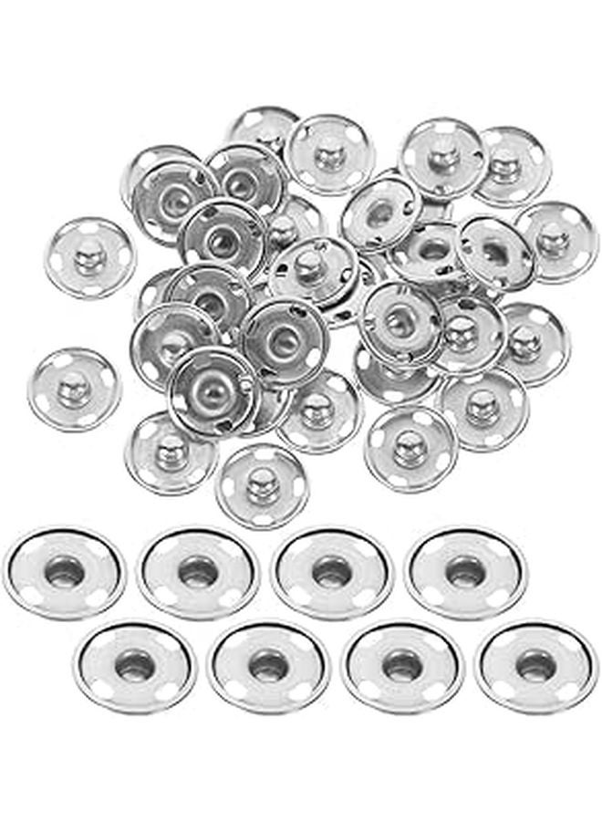 100pcs 15mm Silver Metal Snap Fasteners Buttons for Sewing Clothes Crafts Apparel Purse Accessories - Image 1