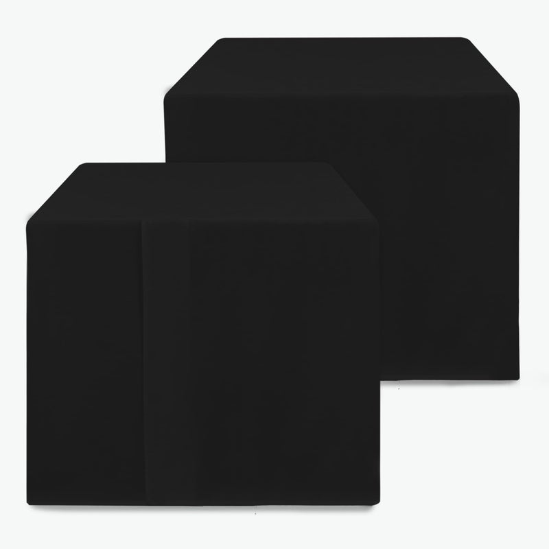 HolidayIdeas 2 Pack Square Fitted Table Covers - 34 x 34 Inch - Black Fabric Table Clothes Washable Tablecloth Protectors for Parties, Holiday Dinner, Trade Show, Vendor Stand - Image 1