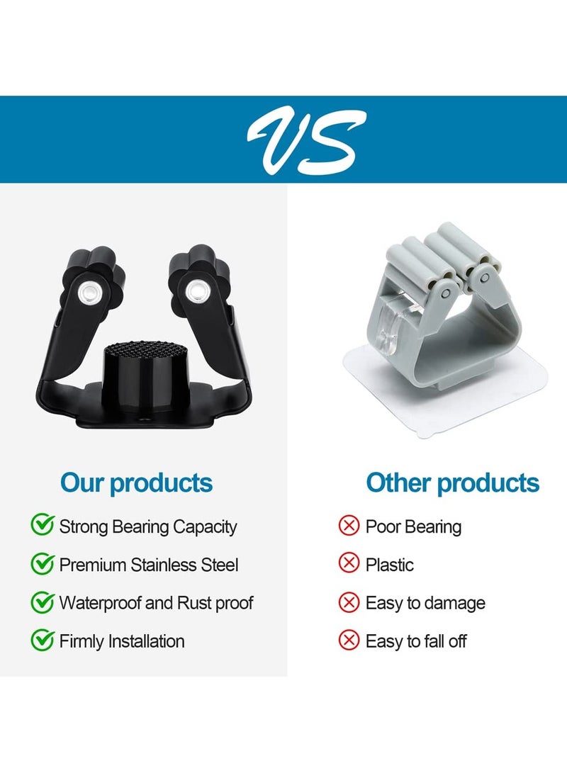 sokany 4 Pieces Broom and Mop Holder, Heavy Duty Garden Tool Organizer Rack Rake and Shovel Handle, Stainless Steel Mop Hanger, Wall Mounted Utility Rack with Screws, Matte Black - Image 4