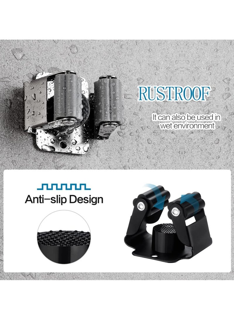 sokany 4 Pieces Broom and Mop Holder, Heavy Duty Garden Tool Organizer Rack Rake and Shovel Handle, Stainless Steel Mop Hanger, Wall Mounted Utility Rack with Screws, Matte Black - Image 3