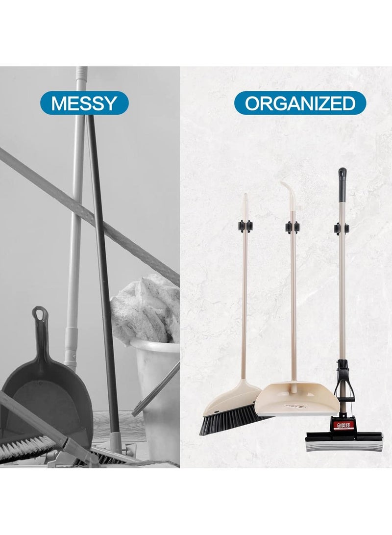 sokany 4 Pieces Broom and Mop Holder, Heavy Duty Garden Tool Organizer Rack Rake and Shovel Handle, Stainless Steel Mop Hanger, Wall Mounted Utility Rack with Screws, Matte Black - Image 5