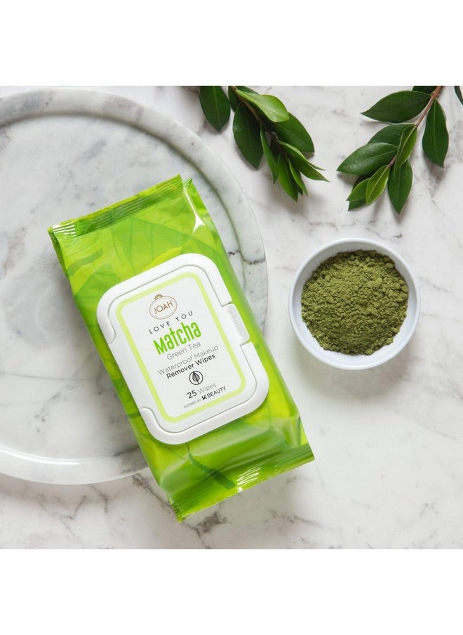 JOAH Love You Matcha Green Tea Waterproof Makeup Remover Wipes, 25 Count  - Image 5