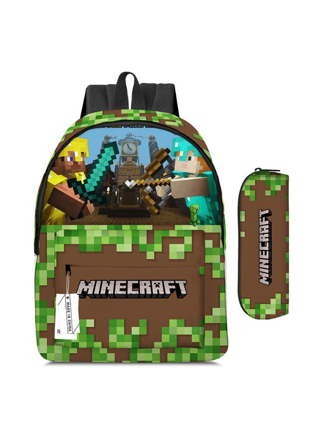 Minecraft backpack pencil case two-piece suit men and women leisure sports travel backpack student school backpack - Image 1