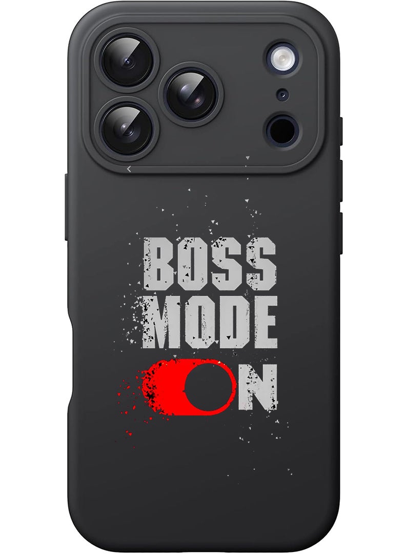 Theodor Protective Slim Fit Case Liquid Silicone Cover with Full Body Protection Anti-Scratch Shockproof Case For Apple iPhone 17 Pro Max (Black) Boss Mode - White - Image 1