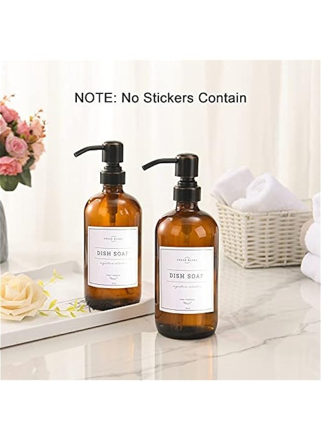 MIXDE - 2-Pack Amber Soap Dispenser - 17 Oz Bottle for Liquid Lotion, Bathroom and Kitchen - Bronze Stainless Steel Pump - Image 1