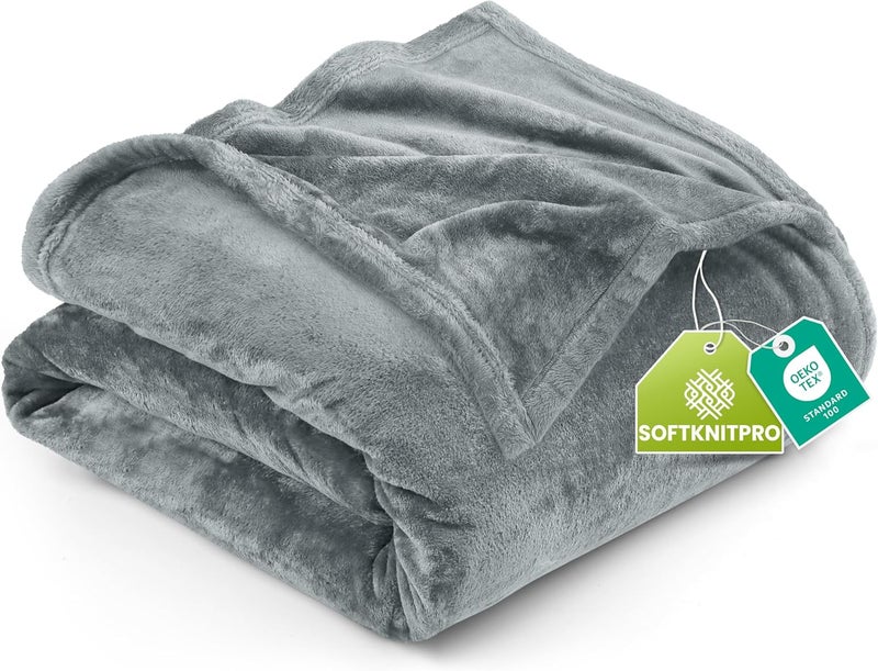 Utopia Bedding Fleece Blanket 300GSM Luxury Bed Blanket Anti-Static Fuzzy Soft Blanket Microfiber (Queen, Ash Grey) - Image 1