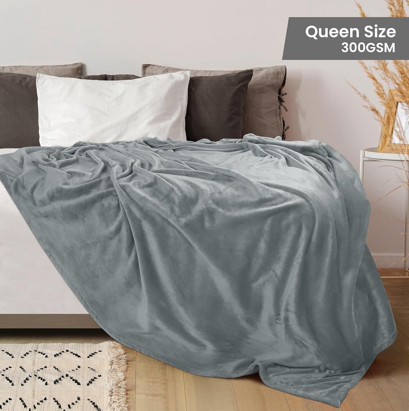Utopia Bedding Fleece Blanket 300GSM Luxury Bed Blanket Anti-Static Fuzzy Soft Blanket Microfiber (Queen, Ash Grey) - Image 2