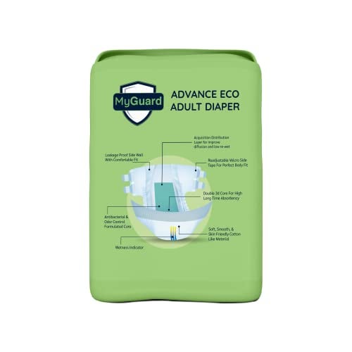 Myguard Eco Unisex Adult Diaper Tape Style Double Extra Large Size | Waist (125-165 cm|46”- 64”) | 16 hr Absorption-Protection | Unisex with Wetness Indicator | XXL10 Pcs Adult Diapers - XXL (10 Pieces) - Image 2
