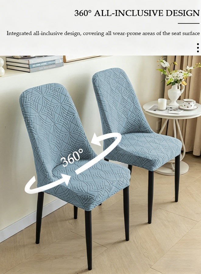 DUNISO 4 Pack Stretch Jacquard Dining Chair Slipcover, Light Blue Embossed Soft Fabric Chair Protector Cover for Indoor Decor - Image 3