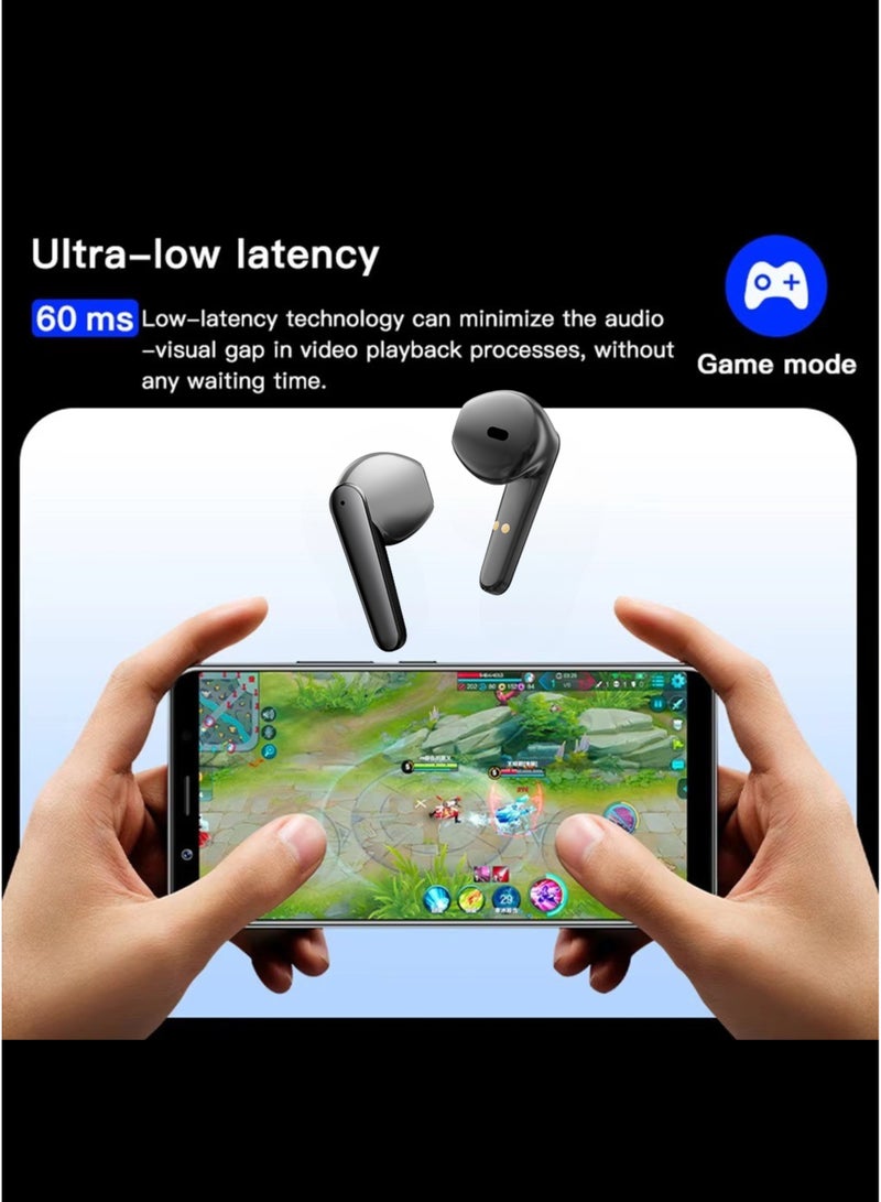 ويزمي سماعات أذن لاسلكية حقيقية WISME T19 – | بلوتوث 5.3 | صوت جهير عالي الجودة | تحكم باللمس | ميكروفون بخاصية إلغاء الضوضاء | بطارية تدوم طويلاً | متوافقة مع أجهزة iPhone وSamsung وHuawei وXiaomi وOppo وVivo وRealme وجميع أجهزة Android | لون أسود - Image 4