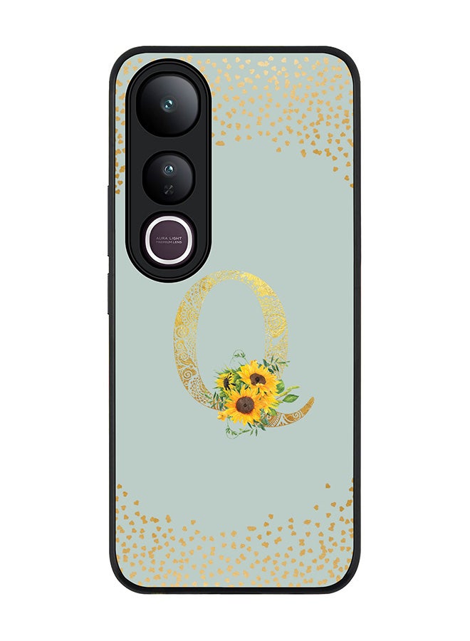Stylizedd For vivo V50 Lite Case,Slim fit Camera Protection, Shockproof Thin Phone cover  - Custom Floral Monogram - Q  (Light Grey )