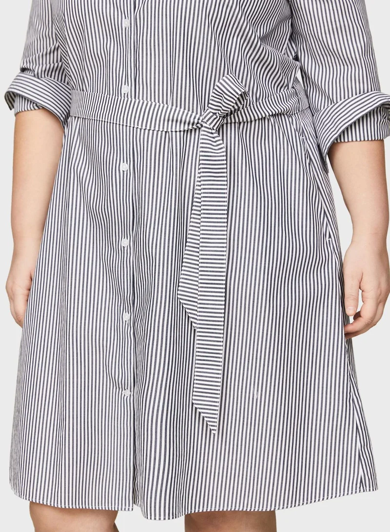 Tommy Hilfiger Plus Striped Shirred Dress