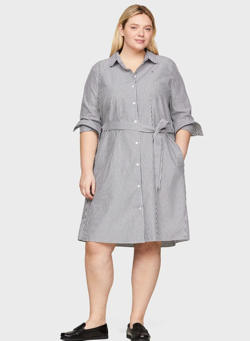 Tommy Hilfiger Plus Striped Shirred Dress