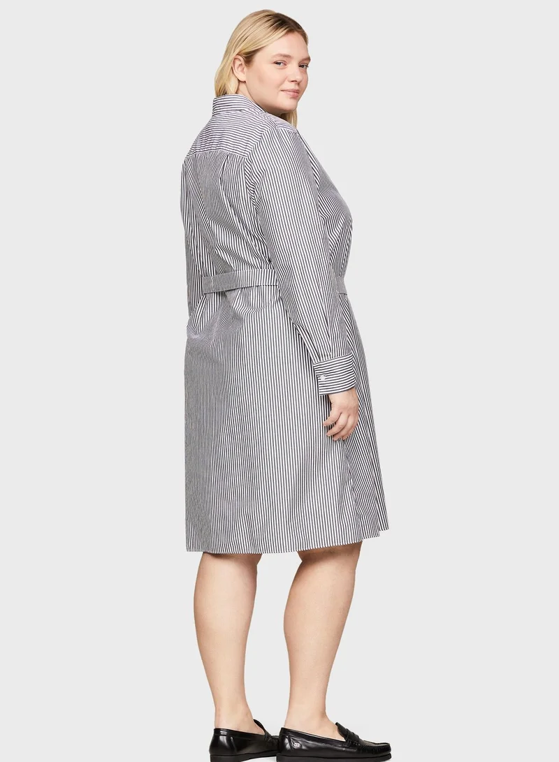 Tommy Hilfiger Plus Striped Shirred Dress