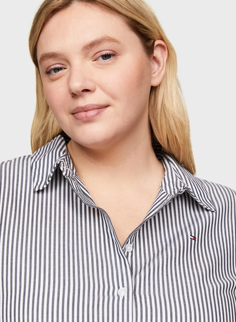 Tommy Hilfiger Plus Striped Shirred Dress