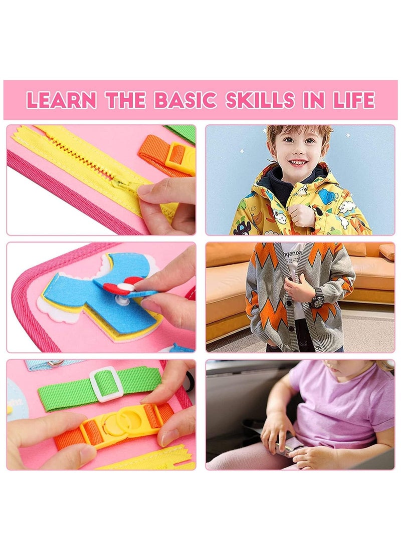 Busy Board for Toddlers, Montessori Early Education Activity Toddler Toys for Basic Skills Learning,Dress and Alphabet Spell Cognition, Bag Designed Enlighten Toy for Infants, Boys and Girls  - Image 4