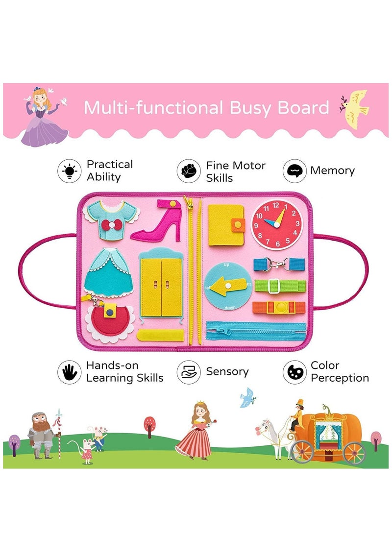 Busy Board for Toddlers, Montessori Early Education Activity Toddler Toys for Basic Skills Learning,Dress and Alphabet Spell Cognition, Bag Designed Enlighten Toy for Infants, Boys and Girls  - Image 3