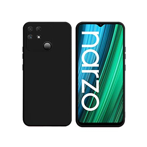 LIRAMARK Silicone Soft Back Cover Case for Realme Narzo 50A (Black) - Image 1