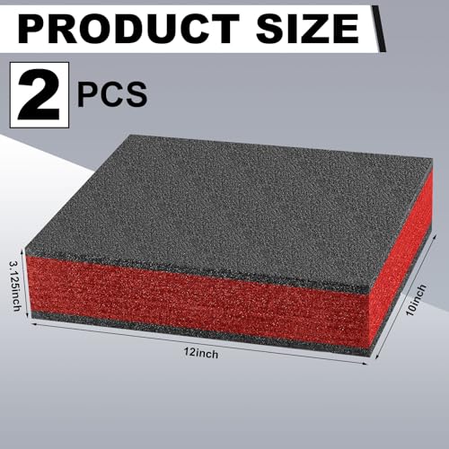 Frienda 2 Pcs Polyethylene Foam Sheet Polyethylene Insert Cuttable Packing Block Foam Padding for Toolbox Storage and Crafts 12 X 10 X 315Red and Black - Image 3