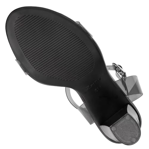 ZriEy Black Clear Block Sandals Chunky Heels for Women 3.35 Inch Open Toe Adjustable Ankle Strap Pump Sandals for Weddings Parties Daily Wear Size 6.5 - Image 5