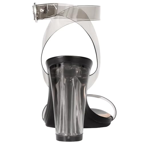 ZriEy Black Clear Block Sandals Chunky Heels for Women 3.35 Inch Open Toe Adjustable Ankle Strap Pump Sandals for Weddings Parties Daily Wear Size 6.5 - Image 3