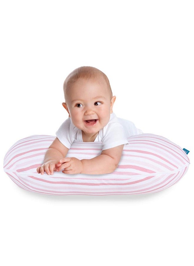Biloban - Nursing Pillow Cover 2 Pack Pink And Gray Stretchy 100% Jersey Cotton Nursing Pillow Slipcovers For Moms Breastfeeding And Bottle Feeding Pillow Large Zipper Ultra Soft Nursing Pillow Cover - Image 1