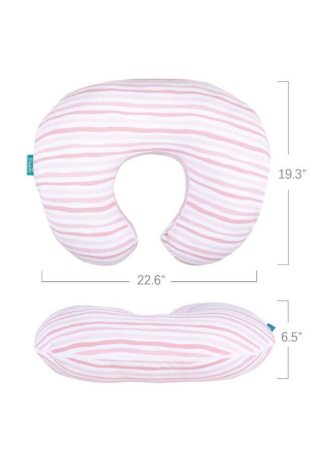 Biloban - Nursing Pillow Cover 2 Pack Pink And Gray Stretchy 100% Jersey Cotton Nursing Pillow Slipcovers For Moms Breastfeeding And Bottle Feeding Pillow Large Zipper Ultra Soft Nursing Pillow Cover - Image 1