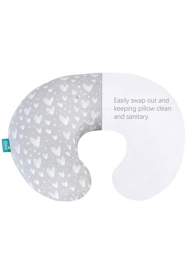 Biloban - Nursing Pillow Cover 2 Pack Pink And Gray Stretchy 100% Jersey Cotton Nursing Pillow Slipcovers For Moms Breastfeeding And Bottle Feeding Pillow Large Zipper Ultra Soft Nursing Pillow Cover - Image 1
